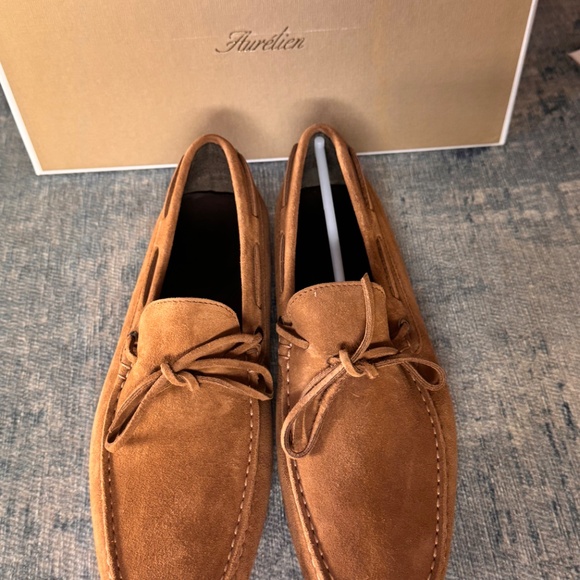 Aurelien Caramel Suede Driving Shoes Sz 40 Brand New - Picture 2 of 6